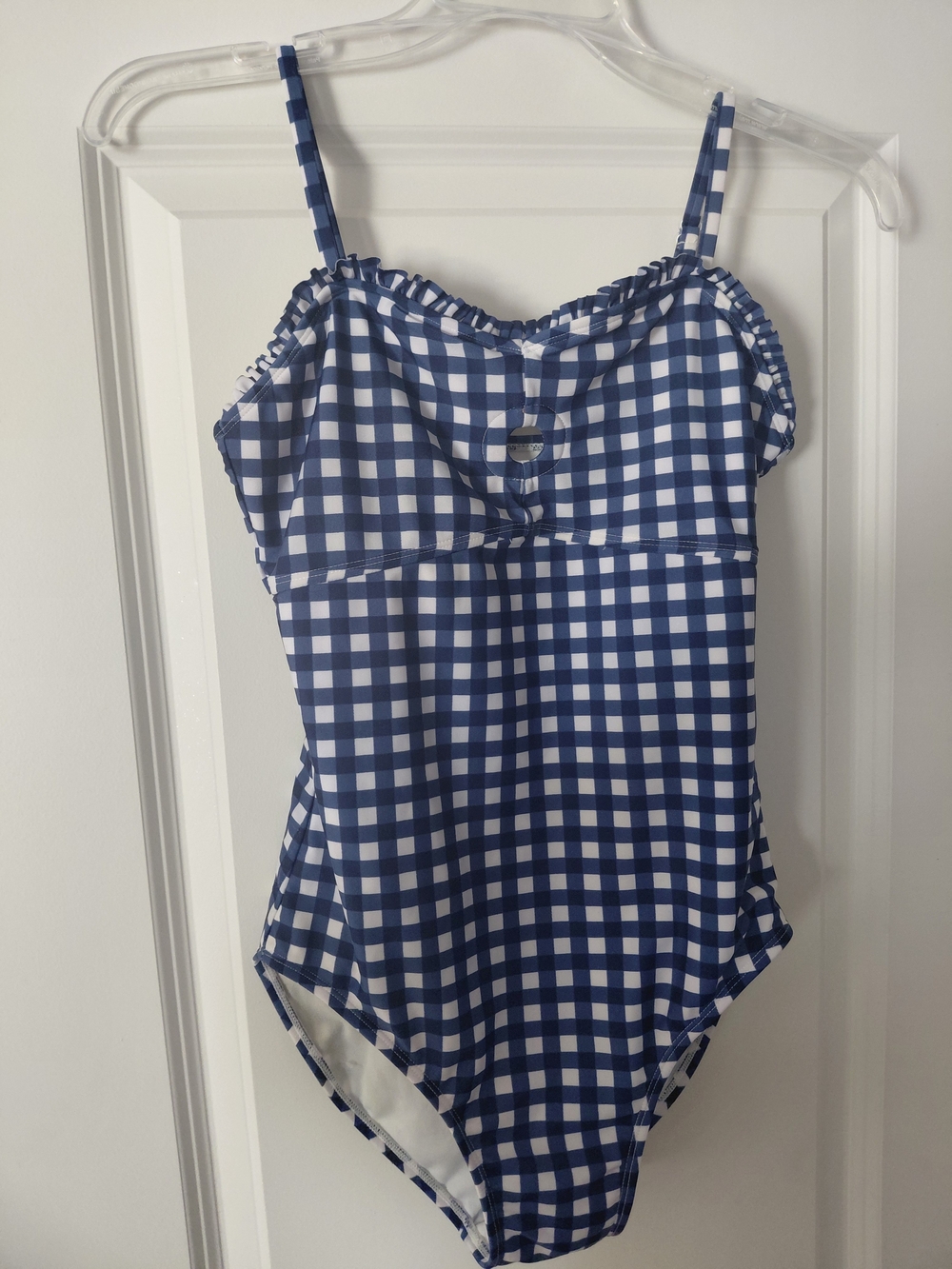 Art Class Girls Navy and White Gingham One-Piece Swimsuit
